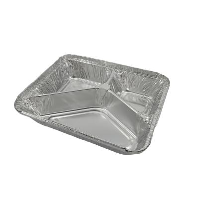 China Disposable Fast Food Disposable Trays Aluminum Foil Dinner TV 3 Compartments Containers for sale