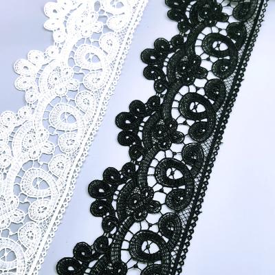 China Milk Silk Black White French Trim Guipure Embroidery Lace Trim 8Cm Width High Quality Milk Silk Polyester For Lingure for sale