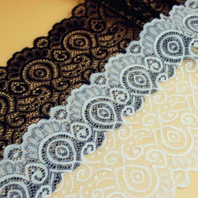 China Hot selling viable high quality running elastic lace embroidery lace fabric for women's underwear for sale