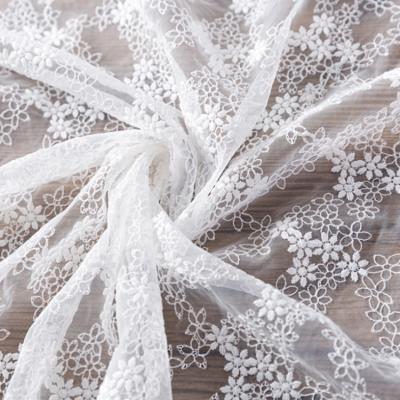 China 2022 Viable Hot Selling Tulle Lace Fabric For Women's Garments Or Curtains for sale