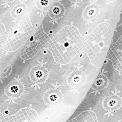 China Viable factory sells french white chemical perforated cotton eyelet trim embroidery lace fabric for dress for sale