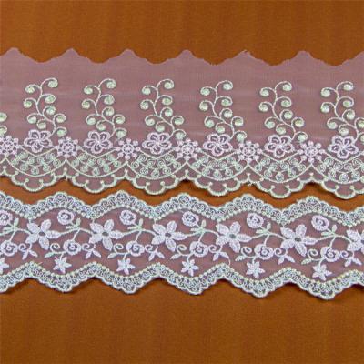 China Other Dress Embroidery Nylon Net Lace Trims High Quality Wedding Embroidery Lace Trimming for sale