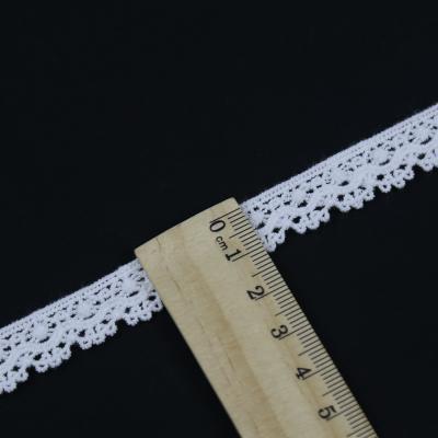 China 1.2Cm Width Water Soluble Top Quality French Cotton Embroidery Lace White Chemical Lace Trims Design Curtain Lace Trim for sale