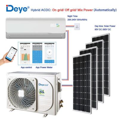 China Fácil de instalar aire acondicionado solar 12000BTU 18000BTU 24000BTU híbrido ACDC en venta