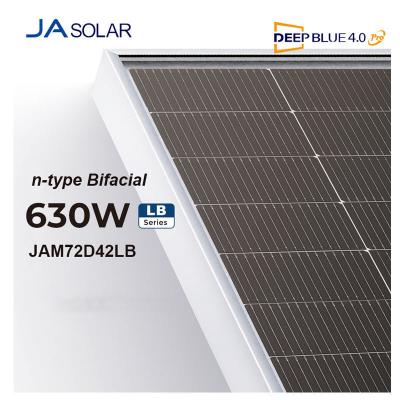 China JA Solar JAM72D42 LB 610 615 620 625 630 635 Watts Bifacial Double Glass N type TOPCon Solar Panel for sale