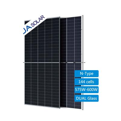 China JA Solar Panel Deep Blue 575W 580W 585W 590W 595W 600W Bifacial Double Glass PV Modules for sale