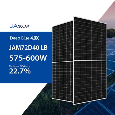 China JA JAM72D40/LB 575W 580W 585W 590W 595W 600w Bifacial Solar Panel with 2.0mm Dual Glass for sale