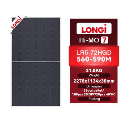 China Longi Solar Himo 7 Pv Modul 560w 570w 580w 590 Watt für langlebige Solarlösungen zu verkaufen