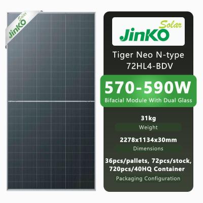 China Jinko Monocrystalline PV Module Tier 1 Solar Panels 570w 575w 580w 585w 590w with IP68 Rated Junction Box for sale