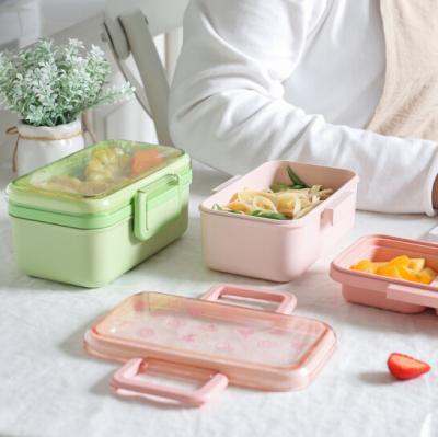 China BPA FREE Sustainable Eco-Friendly Bamboo Kids Bento Lunch Box Children fiber for pinics and takeaway food current container OEM available for sale