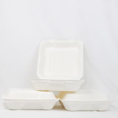 China Biodegradable China Make Compostable Bagasse Square Clamshell Eco - Friendly Sugarcane Bagasse Boxes for sale