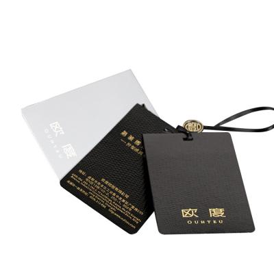 China Fashion Waterproof Free Sample New Design Recycled Hang Tags Thick Card For Clothing Card Hang Tag for sale