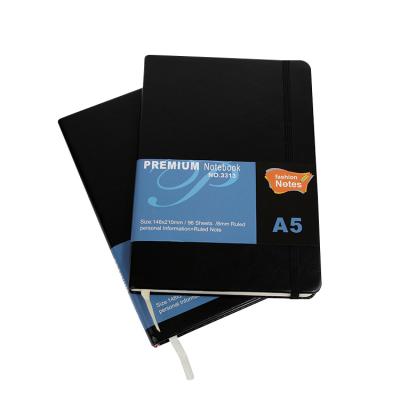 China Factory direct sale a5 hardcover notebook customer logo customized engraving printing black PU notebook for sale