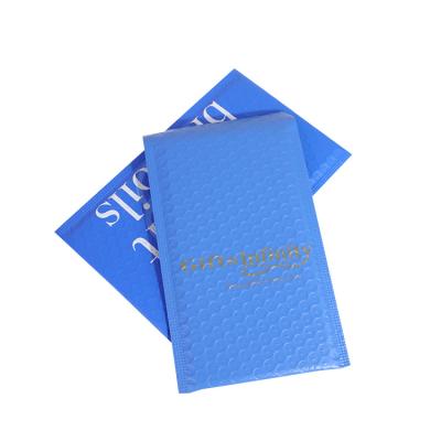 China Shock Resistance China Manufacture Make Package Bubble Bags Gold Hot Stamping Blue Bubble Mailer With Logo for sale