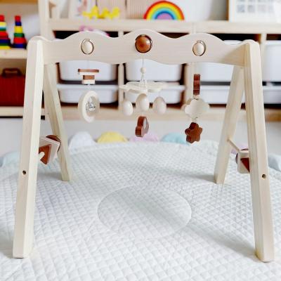 China Toy High Quality Educational Play Mats For Kids Baby With Hanging Wooden Activity Baby Gym Crochet Dolls Game Fitness Sight Toys for sale