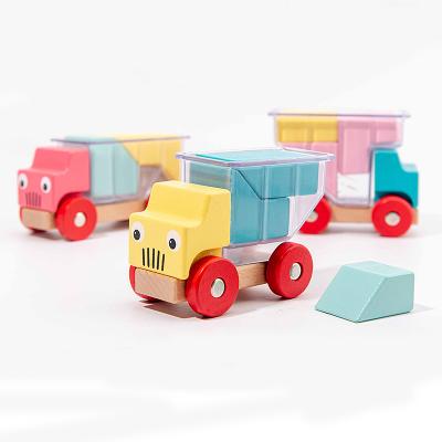 China Ride On Toy Wooden Toy Car Loaded With Music Educational Toy Children Building Block Interactive Board Game Building Wooden Toy for sale