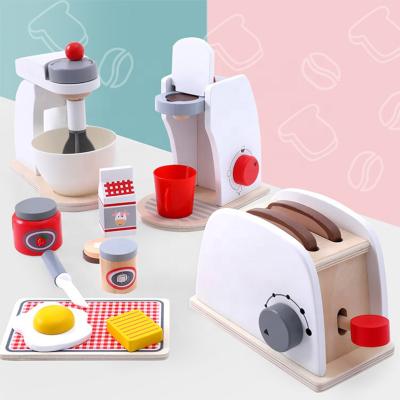 China Educational DIY Toys Wooden Happy Kitchen Toy Set Custom Wooden Toaster Toy Maker Bread Brinquedos Kids Educational Toys for sale