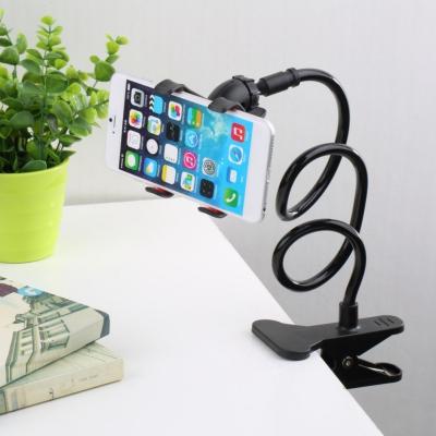 China Universal Adjustable Threaded Phone Holder Flexible Metal Desktop Bedside Arm Phone Clip Holder Lazy Bracket for sale