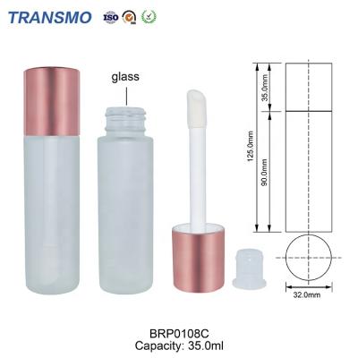 China Cosmetics Base Custom Liquid Bottle Wholesale Private Label Rose Gold 35ml Empty Base Glass Bottle With Brush for sale