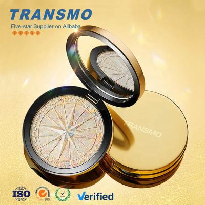 China Luxury Disposable Round Empty Pressed Powder Compact Container Black Magnetic Powder Compact Case With Mirror for sale