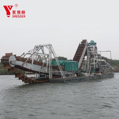 China Gold Dredging and Separating in Gold River Hot Sale Chain Bucket Type Dredger for sale