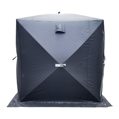 China 2021 Hot-selling Camouflage/Field Play Pop Up Outdoor Portable Ice Cube Sauna Tent Square Warm Insulated Winter Camping Fishing Shelter With Chimney for sale