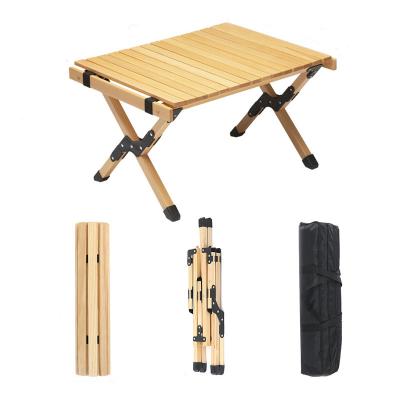 China Solid Wood Outdoor Folding Wooden Table And Chair Rolling Coffee Table For Camping for sale