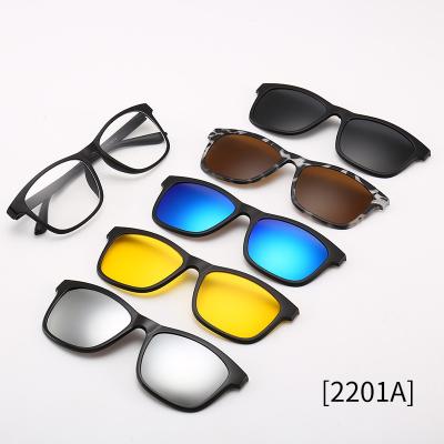 China Fashion Magnetic UV400 TR90 Sunglasses Polarized Sport Glass Clip On 5 Polarized In 1 Sunglasses for sale