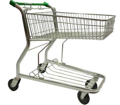 China Unfolding Supermarket Shopping Trolley Trolley Metal Surface With Customized Logo for sale