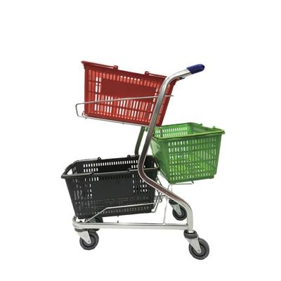 China Plastic Unfolding Supermarket Basket Shopping Cart for sale