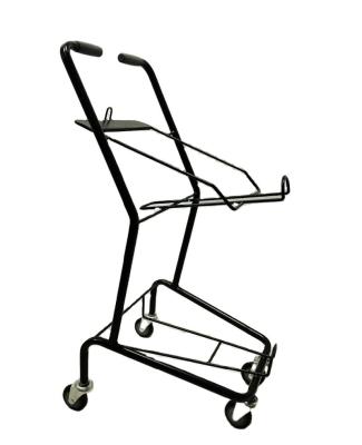 China Lightweight Japanese Supermarket Double Layers Shopping Cart Metal Double Basket Trolley Hand Trolley for sale