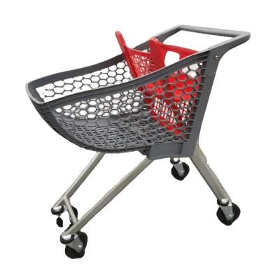 China Unfolding Shopping Supermarket Grocery Trolley Trolley Trolley Cart Plastic Material for sale