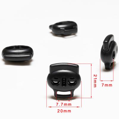 China Viable High Quality Fashion Adjustable Double Hole 2 Hole Rope Rope Lock Garment Accessories Black Plastic Plug Spring Adjustable Oval Garment Accessories for sale