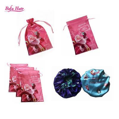 China Soft Logo Printed Satin Underwear Lingerie Pouch Recyclable Custom Drawstring Gift Wrapping Dust Soft Satin Hair Bag for sale