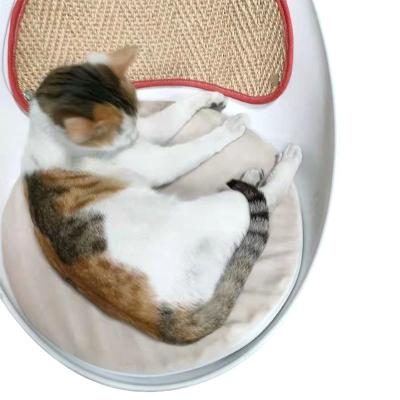 China Sustainable Collapsible Indoor Pet Cat Bed House Fluffy Ball Work Area Hanging Cardboard Cat House for sale