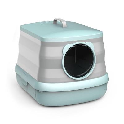 China Customized Colors High Quality Viable Cat Litter Box Fully Folded Cat Toilet Large Space for sale