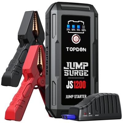 China Portable Start Jumpstarter, TOPDON Passenger Car 1200A 1200Amp Powerbank Power Bank Battery Jump Starter Jump Starter For Car for sale