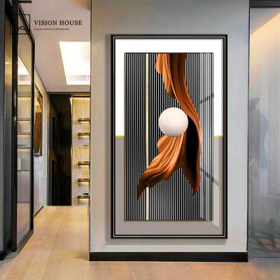 China Handmade 3D Wall Art Gold Foil Crystal Porcelain Painting On Acrylic Glass Morden Living Room Decor Abstract for sale