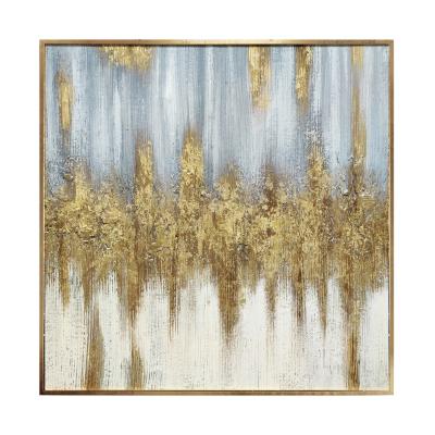 China Custom Hand Painted Abstract Gold Foil Canvas Oil Wall Paintings Large Abstract Painting Gold for sale