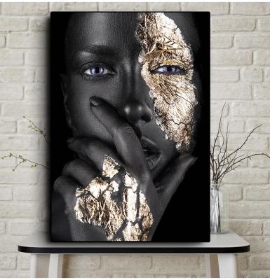 China African Lady Canvas Art Black African Woman Oil Painting of Traditional Wall Decoration for sale