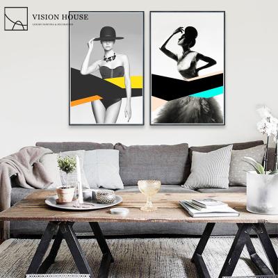 China Home Decor Woman Portrait Giclee Inkjet Set Canvas Wall Art Painting for sale