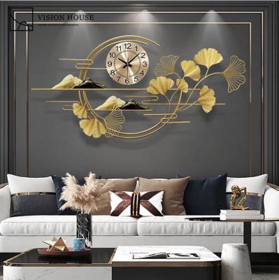 China Creative Home Decoration Living Room Decor Iron Gold 3D Metal Leaf Wall Art for sale