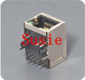 China Free shipping 1020pcs a lot rj45 with transformer sheild connector with led 90 degree magnetic pcb jack for sale