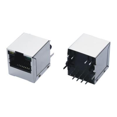 China Top Entry Router Female RJ45 Shielded Connector Integrated Magnetics Compatible HY951180A for sale