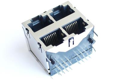 China Surface Mount HUB Stacked RJ45 Shielded Connectors 2 x 2 Port , SI-30163-F for sale