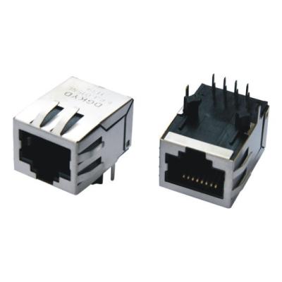 China Vivienda negra abajo PBT de Jack de Ethernet de la fibra óptica 10/100base RJ45 de la etiqueta en venta