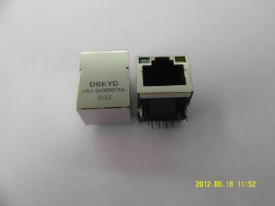 중국 21.4mm 100M RJ45 PCB 연결관, LEDS를 가진 수직 연결관 마개/rj45 모듈라 잭 높은 쪽으로 1x1 꼭지 판매용