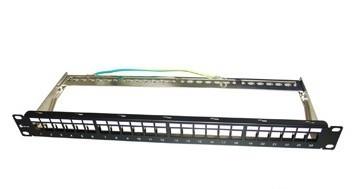 China Cat6A RJ45 Shielded Inline Snap In Jack Network Patch Panel with Cable Manager for sale