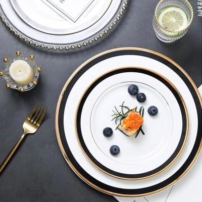 China Viable Western Elegant Bone China Tableware Dining Set Dish Ceramic Porcelain Tableware Dish Charger Plates For Wedding Party Event for sale