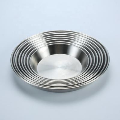 China Sustainable Wholesale Size Multi Round Easy To Clean Durable Fast Food Restaurant Stainless Steel Plate for sale